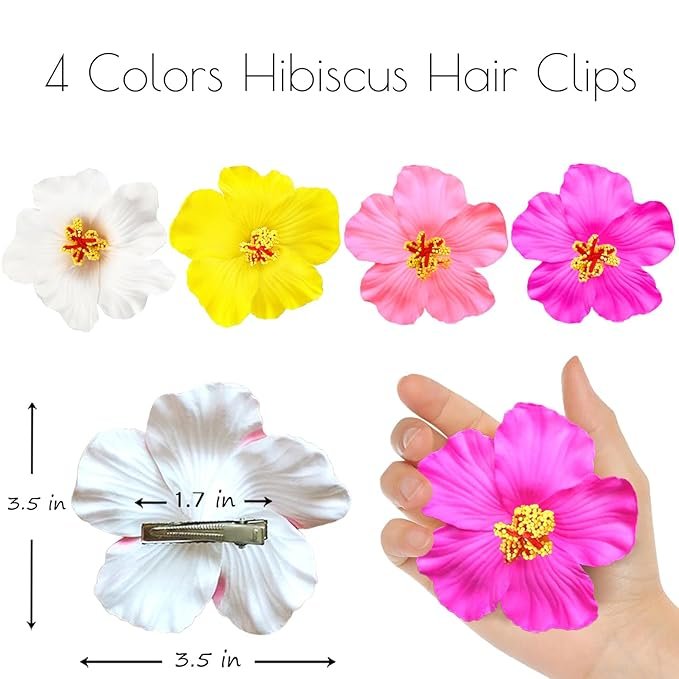 Large pink tropical flower hair clip with yellow center, adding a beachy, playful vibe to any look.