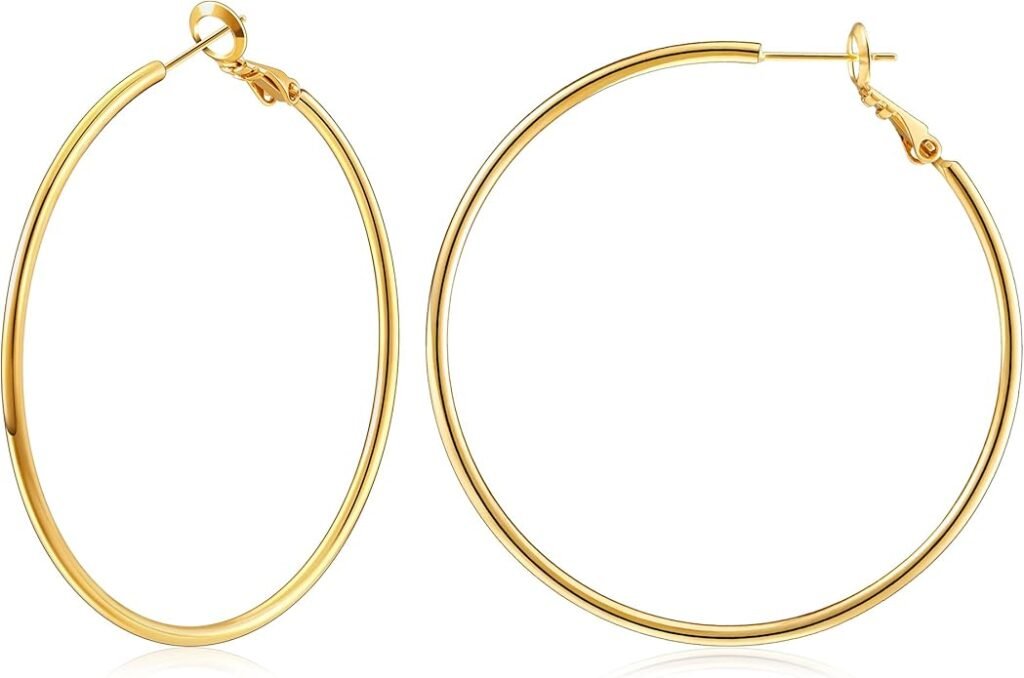Classic thin gold hoop earrings, simple and elegant summer jewelry staple