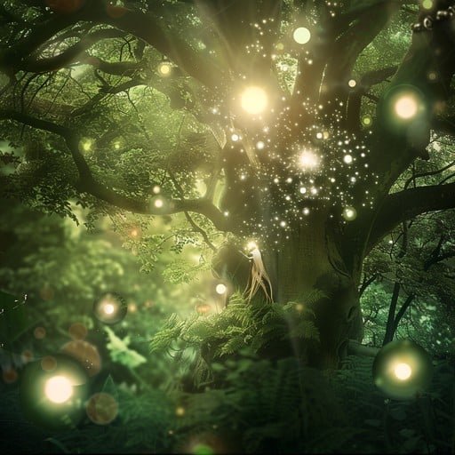 A big tree with fairy lights